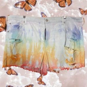 Hand Tie Dyed Rainbow Jean Shorts
